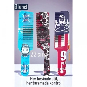 BFS  Saç Kesim Tarağı – Özel Tasarım 22 cm 3’lü Berber Tarağı Seti – Antistatik & Isıya Dayanıklı