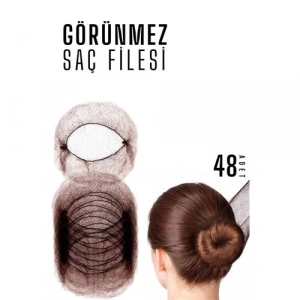 BFS Saç Topuz Filesi Topuz Sabitleyici File Eastik Topuz Ağı Hostes Saç Filesi KAHVE 48Lİ