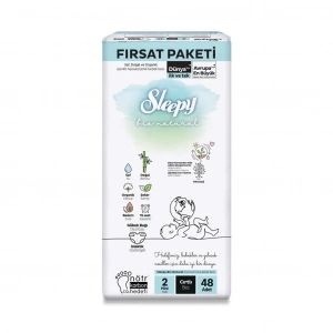BFS   Sleepy Bio Natural Bebek Bezi Fırsat Paketi 2 Beden 48 Adet