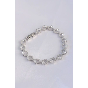 BFS Vip Seri Pirinç Zirkon Taşlı Gümüş Renk Arpa Model Bileklik