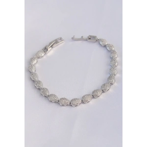 BFS Vip Seri Pirinç Zirkon Taşlı Gümüş Renk Damla Model Bileklik