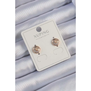 BFS Xuping Rose Renk Zirkon Taşlı Yansımalı Oval Küpe