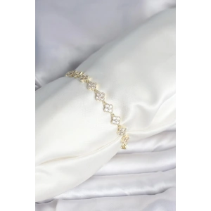 BFS Zirkon Taşlı Pirinç Yonca Model Bileklik