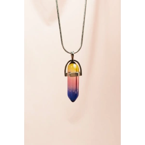 Çakra Doğal Taşı Zincirli El Yapımı Tasarımlı Kolye Uç: 3,5 cm Zincir: 20 cm Kutulu