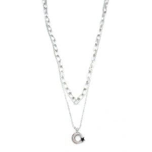 Çoklu Ay Yıldız Kolye - Gümüş