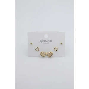 Çoklu Set Küpe - Altın