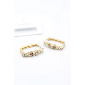 Dikdörgen Taşlı Küpe - Altın