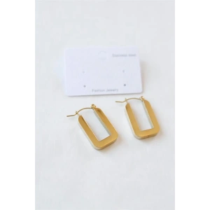 Dikdörtgen Çelik  Küpe - Altın