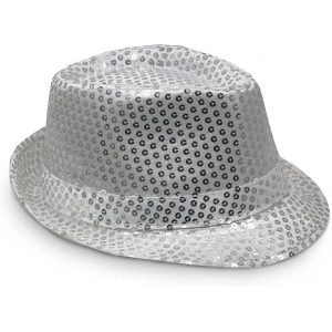 Disko Star Gümüş Payetli Fötr Şapka Yetişkin Boy