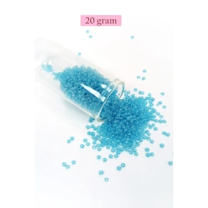 Dökme Cam Kum Boncuk (11/0) 2 mm - 20 Gram -  Şeffaf Camgöbeği - BNC023
