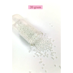 Dökme Cam Kum Boncuk (8/0) 3 mm - 20 Gram - Parlak Beyaz - BNC153
