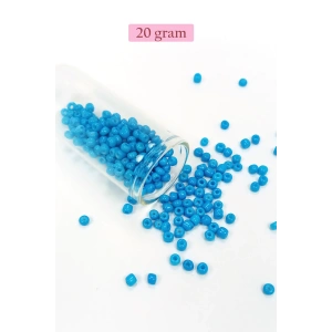Dökme Cam Kum Boncuk Büyük Boy (6/0) 4 mm - 20 Gram - Açık Mavi - BNC106