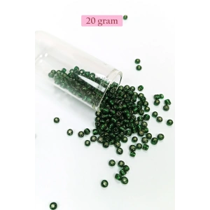 Dökme Cam Kum Boncuk Büyük Boy (6/0) 4 mm - 20 Gram - Şeffaf Koyu Yeşil - BNC100