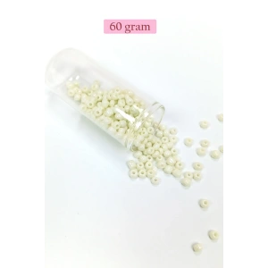 Dökme Cam Kum Boncuk Büyük Boy (6/0) 4 mm - 60 Gram - Krem - BNC107