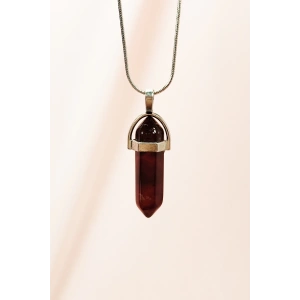 Granit Doğal Taşı Zincirli El Yapımı Tasarımlı Kolye Uç: 3,5 cm Zincir: 20 cm Kutulu