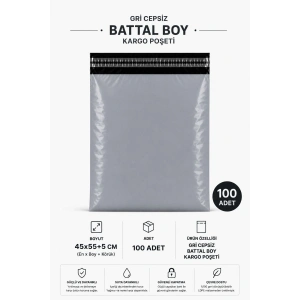 Gri Cepsiz Battal Boy Kargo Poşeti 45x55+5 Cm 100 Adet