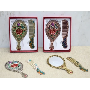 Gül Tasarimi Ayna Ve Tarak Seti Küçük Boy Alk4986