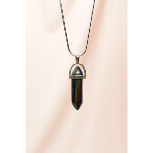 Hematit Doğal Taşı Zincirli El Yapımı Tasarımlı Kolye Uç: 3,5 cm Zincir: 20 cm Kutulu