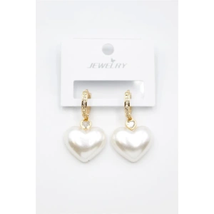 İnci Kalp Küpe - Altın