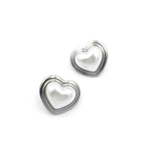 İnci Kalp Küpe - Gümüş