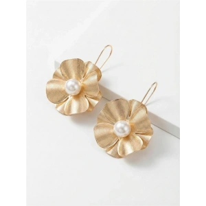 İncili Çiçek Küpe - Altın