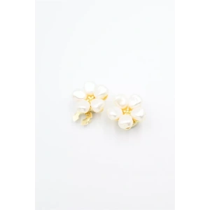 İncili Düğme Broşu - Altın