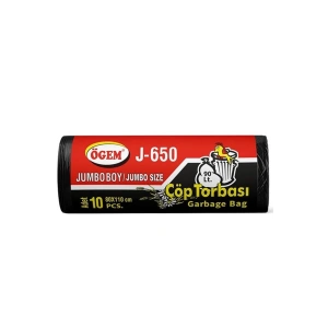 J-650 Jumbo Boy Çöp Torbası 80 x 110 cm 10 Lu Rulo x 1 Paket = 10 Adet (Siyah)