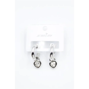 Kalp Halka Küpe - Beyaz