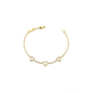 Kalp Taşlı Bileklik - Altın