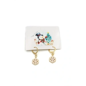 Kar Tanesi Yılbaşı Küpe - Altın