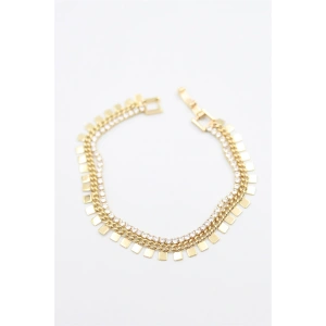 Kare Pullu Su Yolu Bileklik - Altın