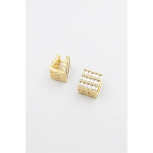 Kare Taşlı Küpe - Altın