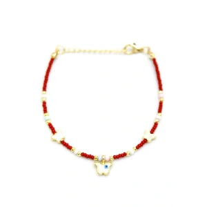 Kelebek Boncuk Bileklik - Bordo