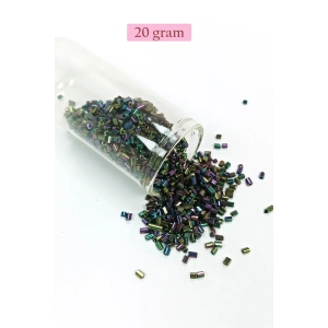 Kesme Cam Boncuk 2mm - 20 Gram - Parlak Alacalı -BNC304