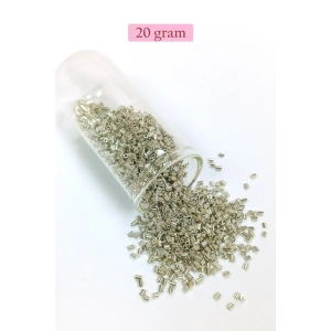 Kesme Cam Boncuk 2mm - 20 Gram - Parlak Gümüş -BNC328