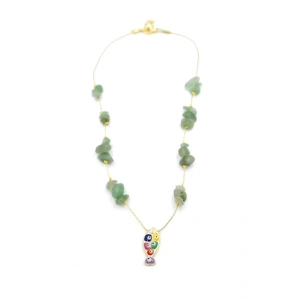 Kırıktaşlı Balık Kolye - Su Yeşili