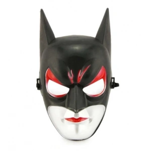 Kırmızı Gözlü Siyah Batman Maske - Lastikli Batgirl Maskesi 28x17 Cm