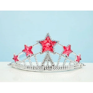 Kırmızı Yıldız Taşlı Plastik Kraliçe Prenses Elsa Tacı Çocuk Boy