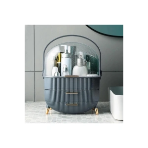 Kozmetik Makyaj Düzenleyici Organizer Gri Taşıma Kulplu Çekmeceli