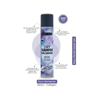 Kuru Şampuan Biotin Collagen 200 ML - Koyu Renkli Saçlar - mrfs