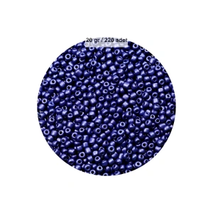 Lacivert Renk 4 mm Yaklaşık 220 adet/20 gram Cam Boncuk Oya Yazma Bileklik ve Kolye