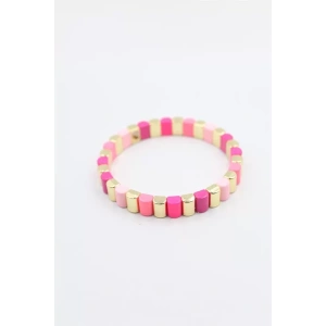 Lastikli Porselen Bilezik - Pembe