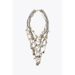 Metal Deniz Temalı Çoklu Kolye - Gümüş