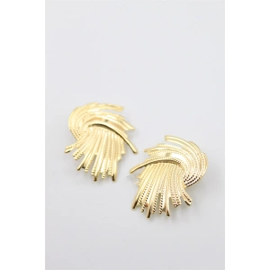 Metal Yaprak Küpe - Altın