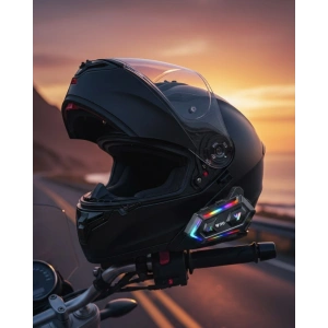 Mey İthalat® 16 Mod RGB Işıklı Motosiklet Intercom Çift Telefon Destekli