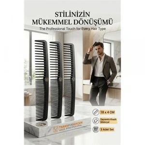 Mey İthalat® 3lü Profesyonel Stil Tarağı - İkonik Siyah Zarafet 723059