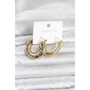 Mey İthalat® 316L Çelik Gold Renk Bambu Model Halka Kadın Küpe