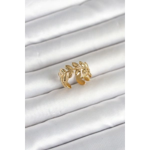 Mey İthalat® 316L Çelik Gold Renk Başak Form Kadın Yüzük