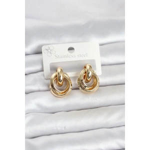 Mey İthalat® 316L Çelik Gold Renk Halka Model Kadın Küpe