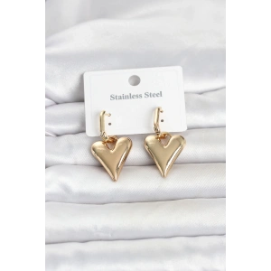 Mey İthalat® 316L Çelik Gold Renk Kalp Modelli Kadın Küpe